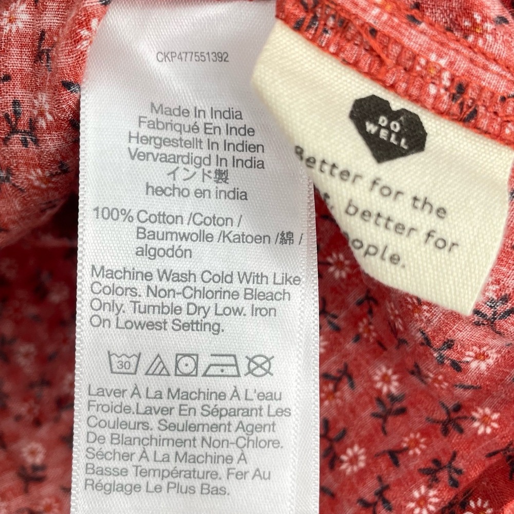 Madewell Womens V-Neck Puff Long Sleeve Peplum Cottage Core Orange Top Small - Picture 10 of 12